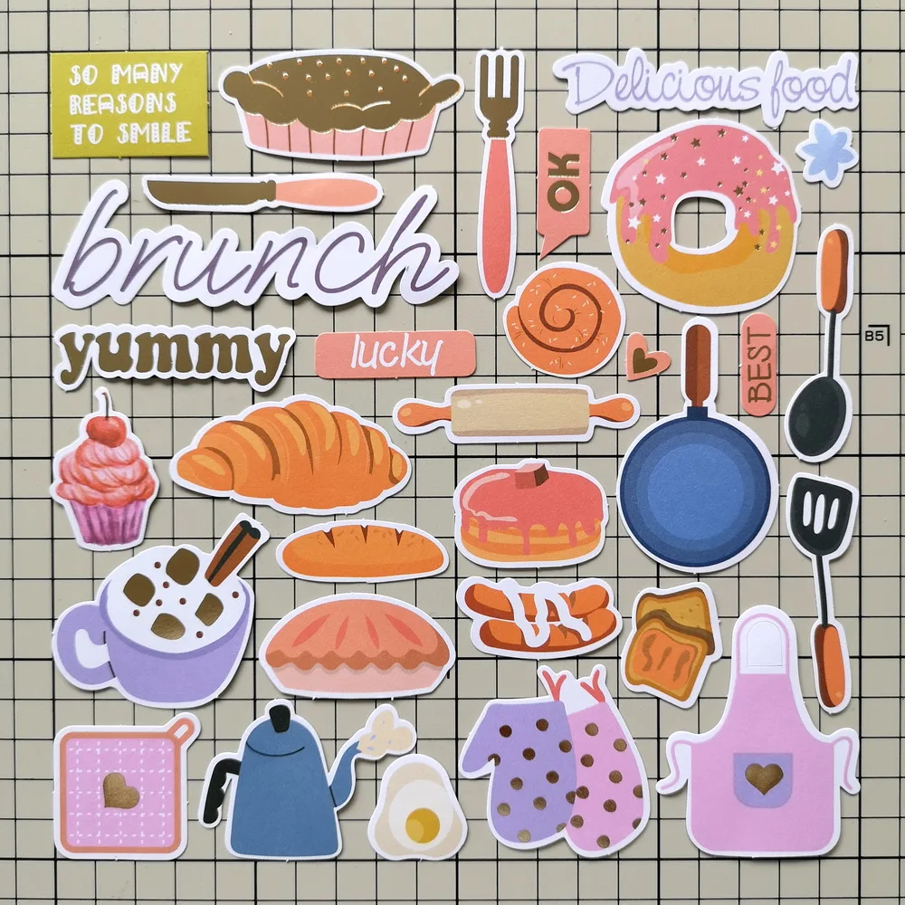Creative Path 170 Stück Brunch Scrapbooking Stanzformen Karamellfarbene Brot- und Kuchen-Papierstanzformen Ephemera-Verzierungen für Journaling – Detail 2