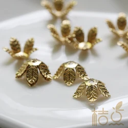 DIY Supply-40 Pieces Raw Brass Finding Leaf Caps - 11mm (4247C-P-442)