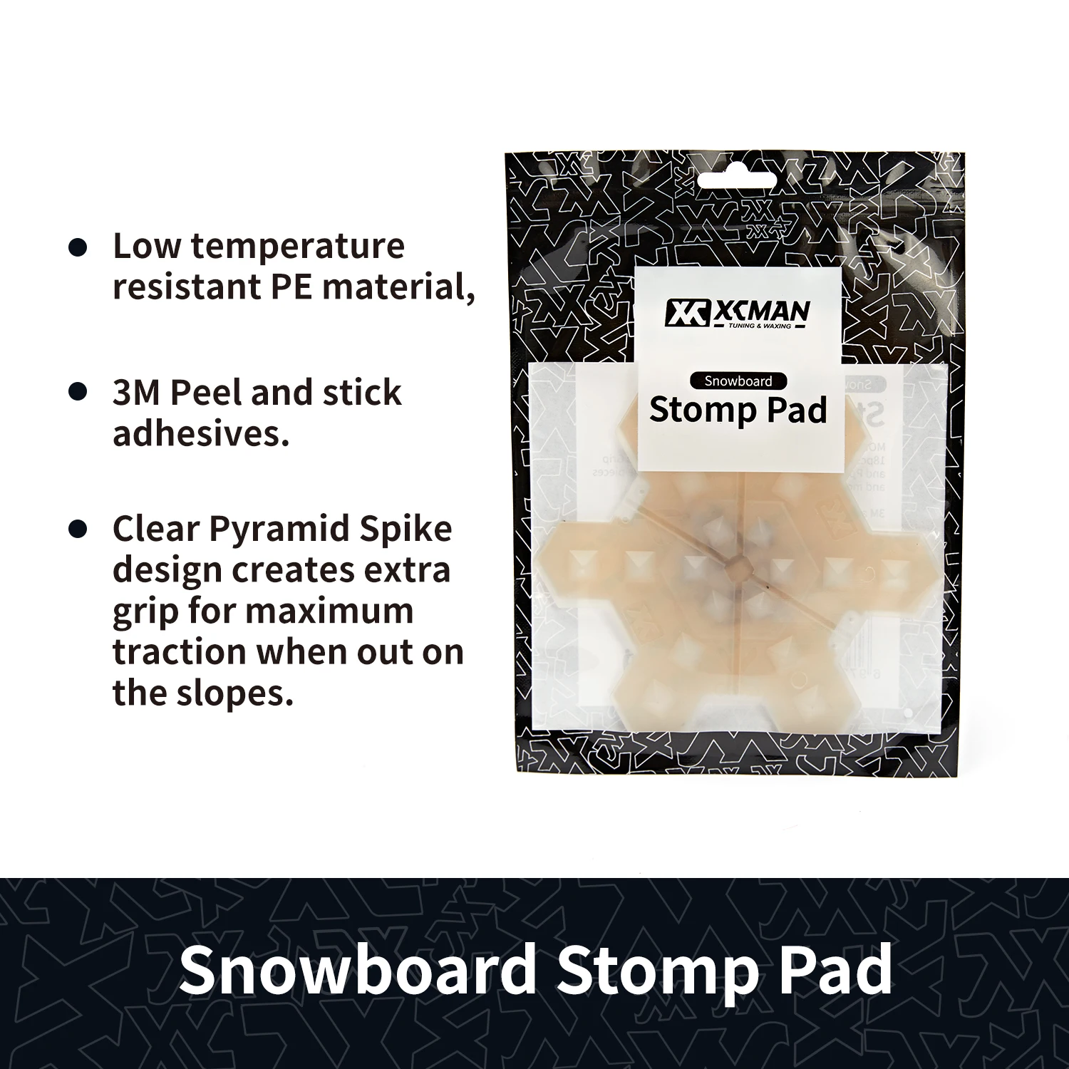 XCMAN Snowboard Clear Spike Stomp Pad Anti-Slip,Provides Extra Grip and Perfect Traction with 3M Adhesives 5.2 x 5.2 inch