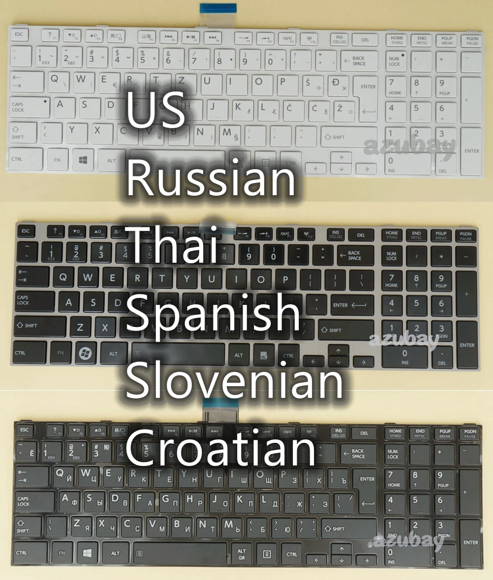 US Russian Thai Spanish Slovenian CRO Keyboard for Toshiba L975 L975D P850 P850D P855 P855D P870 P870D P875 P875D S850 S855 S975