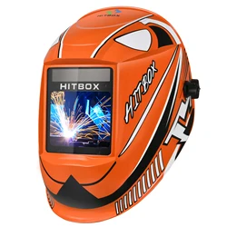 Welding Helmets HITBOX Face Mask Auto Darkening - Large Viewing Screen True Color Hood Solar Lithium DIN4/5-9/9-13 1/1/1/2