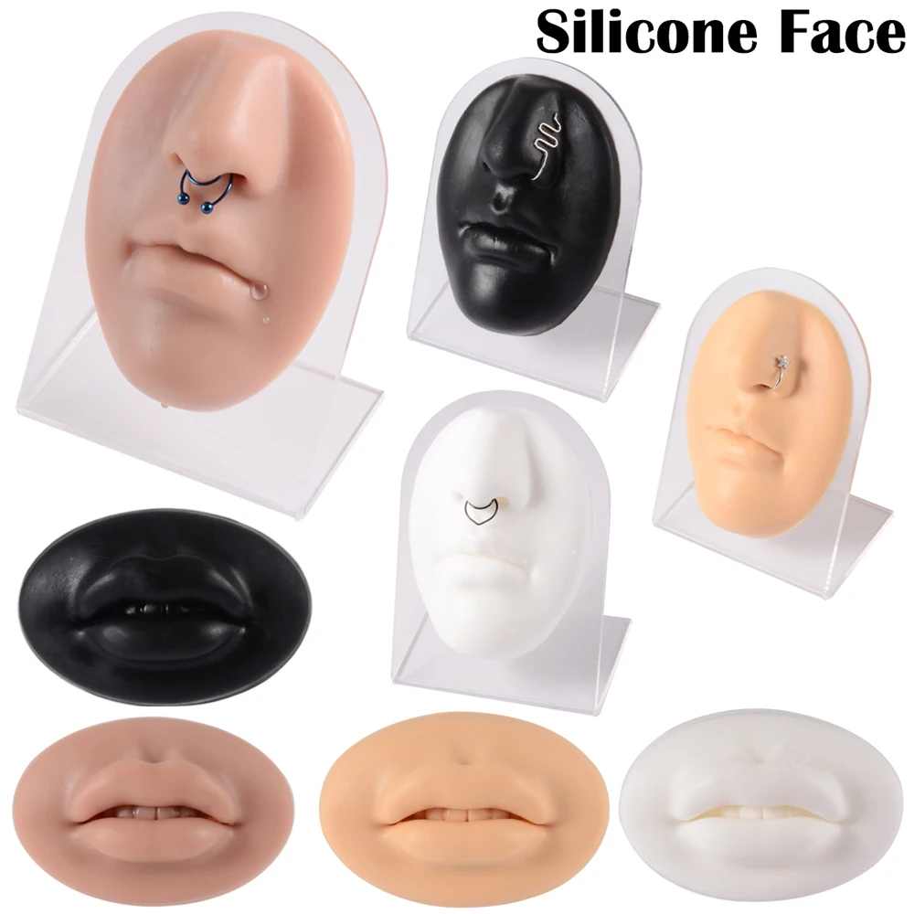 1PC Soft Silicone Flexible Face Model For Piercing Practice Human Mouth Model Simulation For Jewelry Display Teaching Tool