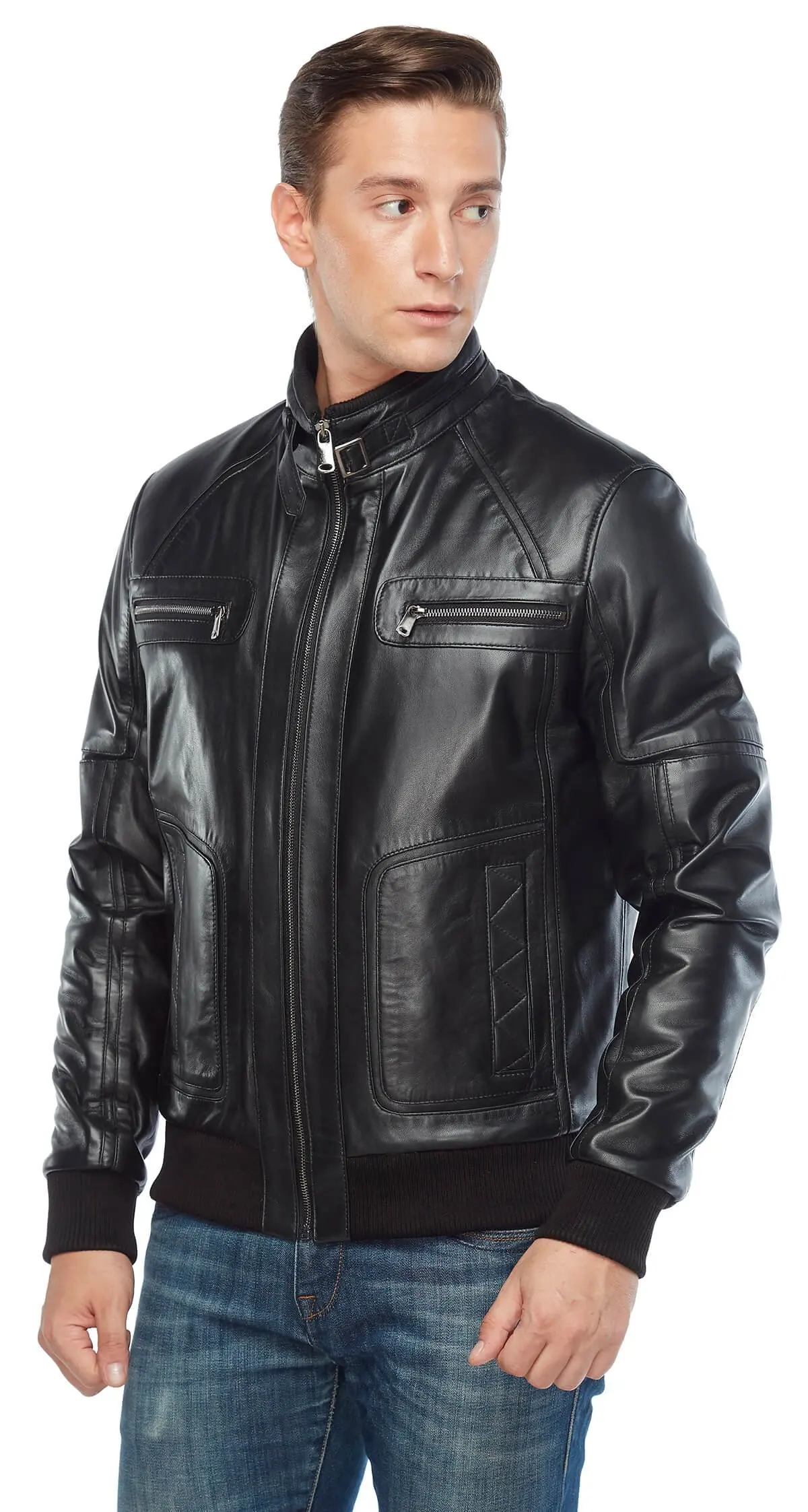 Feni Áo Khoác Da Nam Đen Ban Đầu Da Cừu Thu Đông 2022 Biker Slim Size Lớn VintageTürkiye
