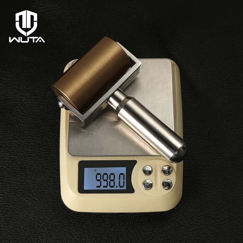 WUTA Design 1000g Smooth & Silent Solid Brass+Stainless Steel Leather Craft Roller Edge Creaser Glue Laminating DIY Tools 65mm