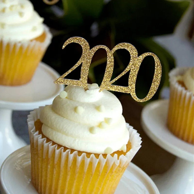 

Personalize Graduation Cupcake Toppers, Gold Glitter, Graduation Party Decor, milestones Birthday Food Toothpicks, 2020