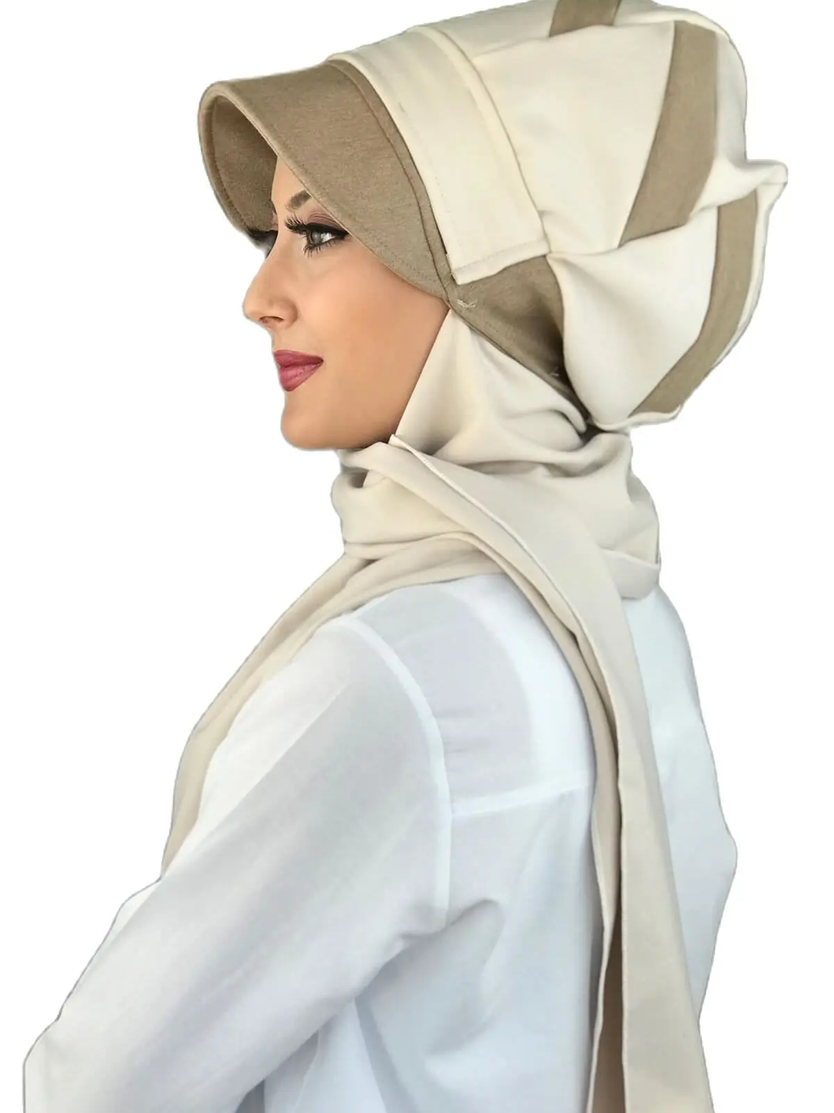 2021 new Fashion Hijab Women Muslim Bathing Cap Islamic Hijab Scarf Scarf Milk Coffee Cream Color Hat Shawl