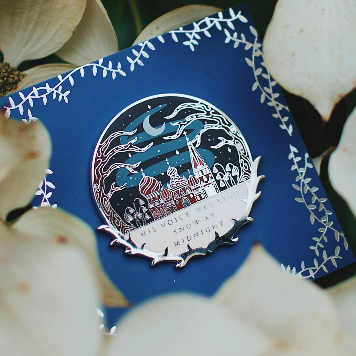 His Voice Was Like Snow At Midnight Enamel Pin Cartoon Castle Moon Winternight Bookish Brooch Accessories Jewelry Gift