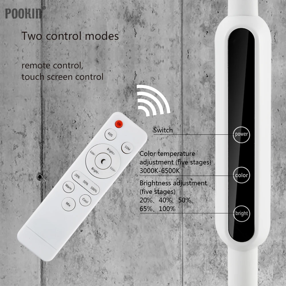 Long Arm Table Lamp Clip Office Led Desk Lamp Remote Control Eye-protected Lamp For Bedroom Led Light 5-Level Brightness&Color image 4