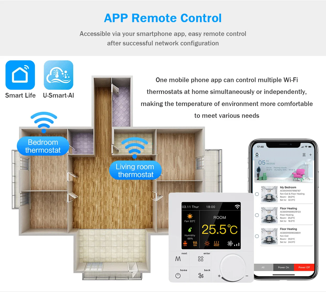 Imagem -02 - Qiumi Rgb Colorido Inteligente Wifi Termostato para Água Piso Aquecimento Elétrico Caldeira a Gás Funciona com Alexa Goog Casa