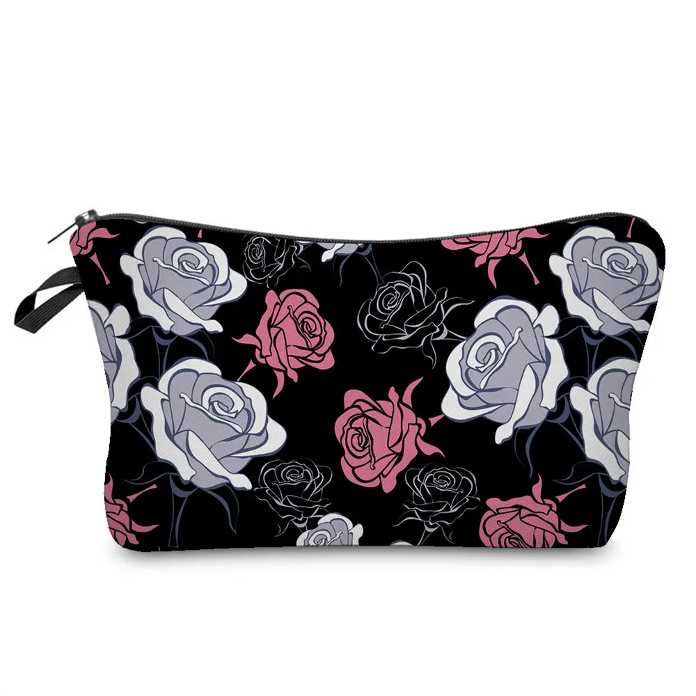 New Fashion Makeup Bag Heat Transfer Printing Women Flowers Fashion Brand Travel Cosmetic Bags Kosmetyczka Pretty Purse