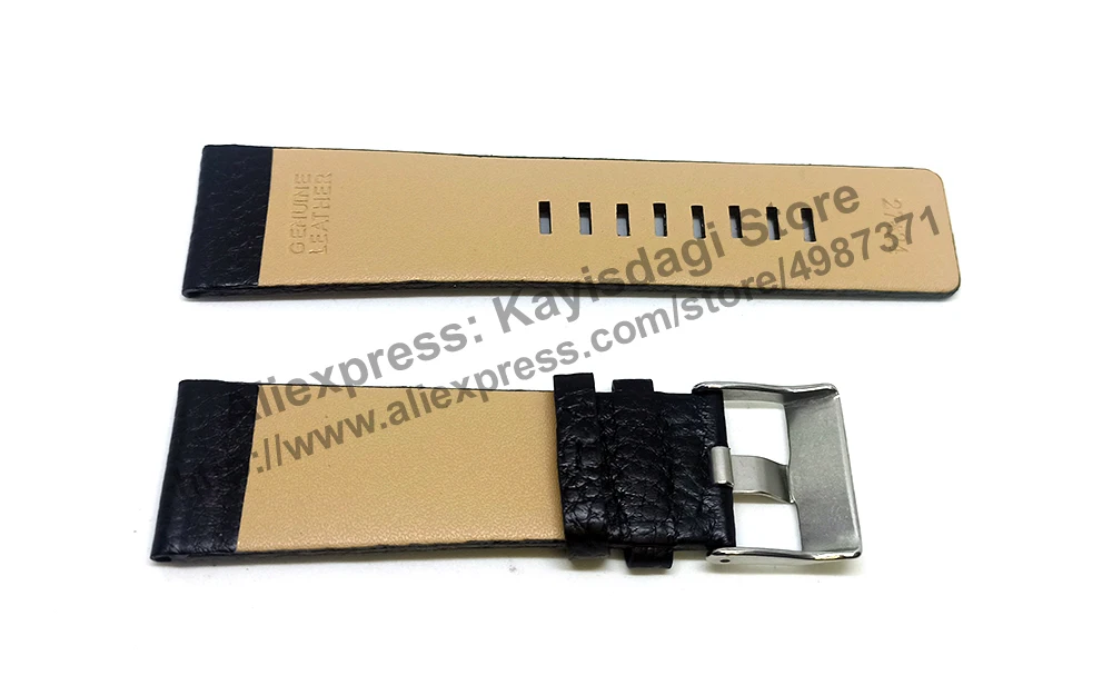 27mm Black Leather Watch Band Strap - Comp Diesel DZ2039 , DZ2064 , DZ2062 image 4
