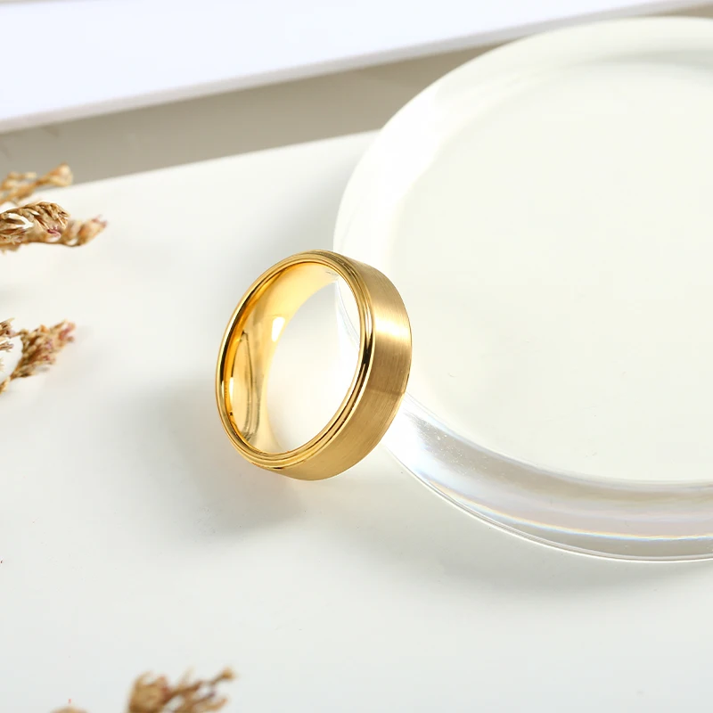 Classic Wedding Bands For Women Men Couples Tungsten Carbide Gold Color Marriage Ring anillo tungsteno pareja boda 4/6/8mm