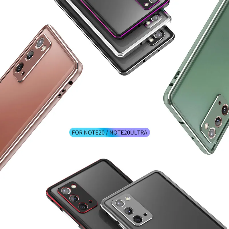For Samsung Galaxy S22 S21 Ultra S22+ Note 20 Ultra Aluminum metal bumper Frame Slim Cover phone case+ carmera Protector