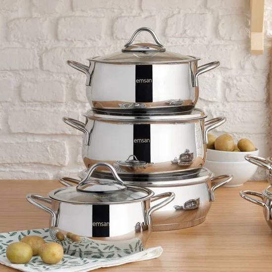 Emsan Cemre 8 Piece Steel Cookware Set with Induction Base  FREE SHİPPİNG