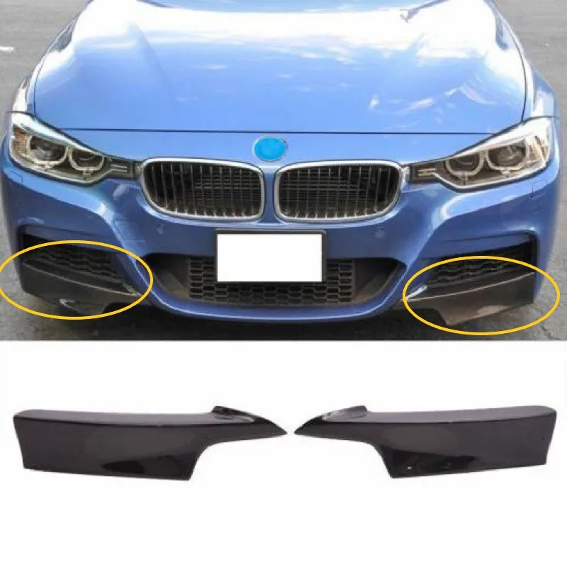 Front Bumper Lip For BMW F30  3 Series M Sport Model 2011 2017 Piano Gloss Black Bottom Flap Corner Splitter Cover Body Kit