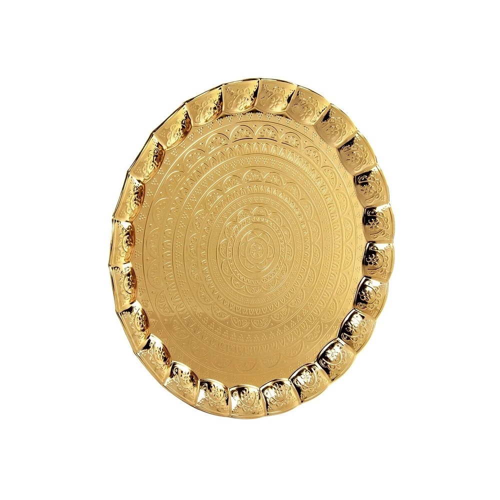 

IQRAH 6 Serves Wavy Round Hair Presentation Tray Gold