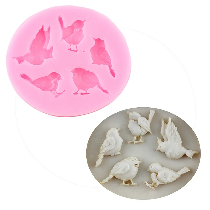 Bird Silicone Molds DIY Animal Cupcake Topper Fondant Mold Sugarcraft Cake Decorating Tools Jelly Candy Chocolate Gumpaste Mould