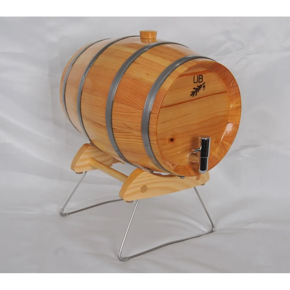 4 Liter solid wood cask for water wine beer olive oil lemonade decorative real pine hornbeam oak wood NATURAL HANDMADE