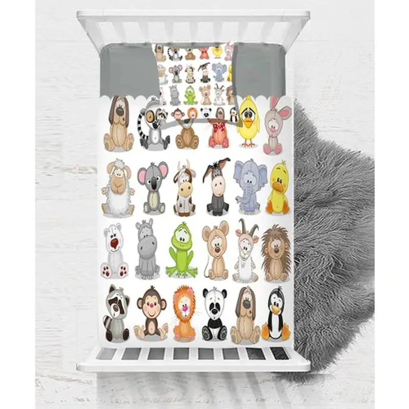 Else Color Cute Animals Decorative Kids Baby Bed Cover 140x170 And 140x220 With Pillow Free Shipping From Turkey