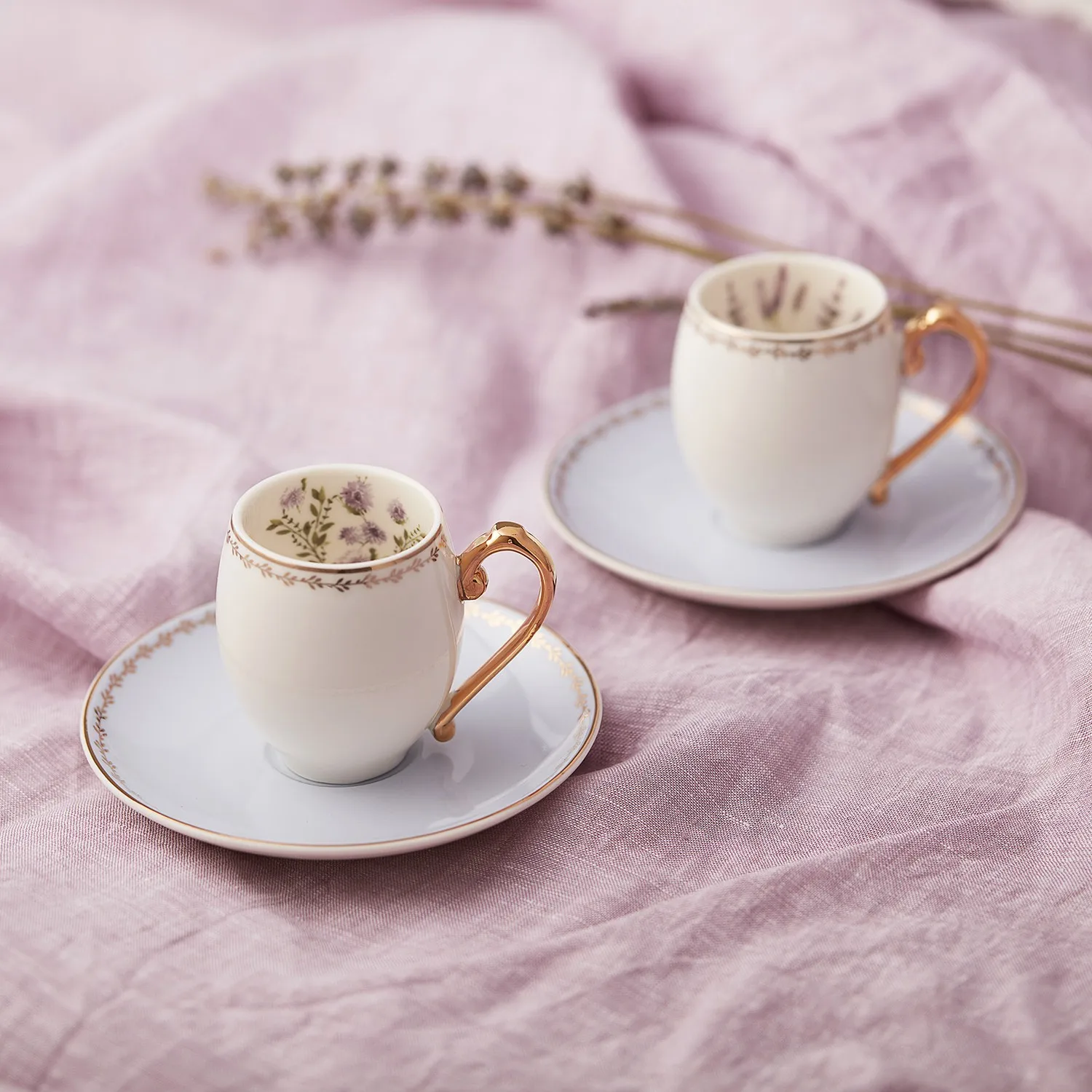 WONDERFUL MAGNIFICENT Karaca Lavander Set of 2 Coffee Cups   QUALITY FREE SHIPPING WITH BEVERAGES WITH BEVERAGES