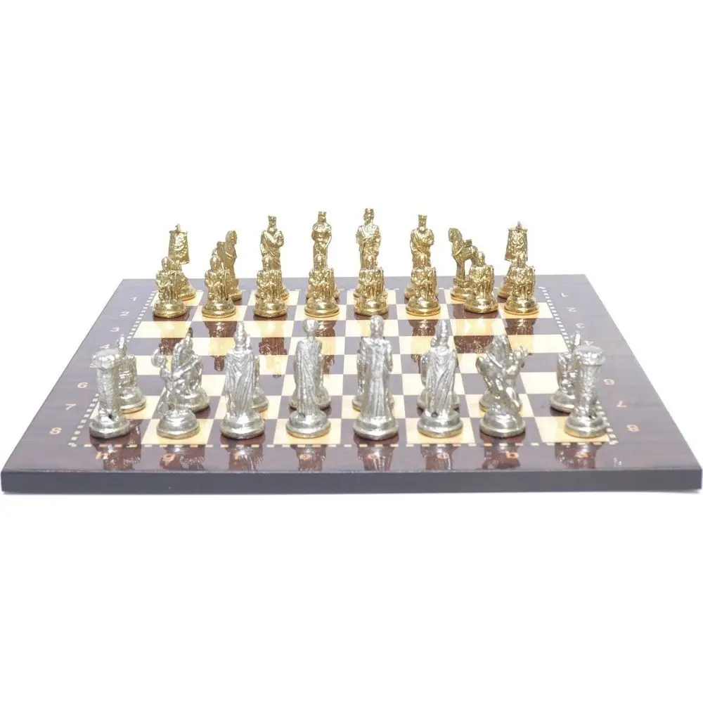 Trojan - Greek Mythology Chess Set Luxury Chess Board Game Metal Chess Pieces Wooden Game Pieces Gift for Father