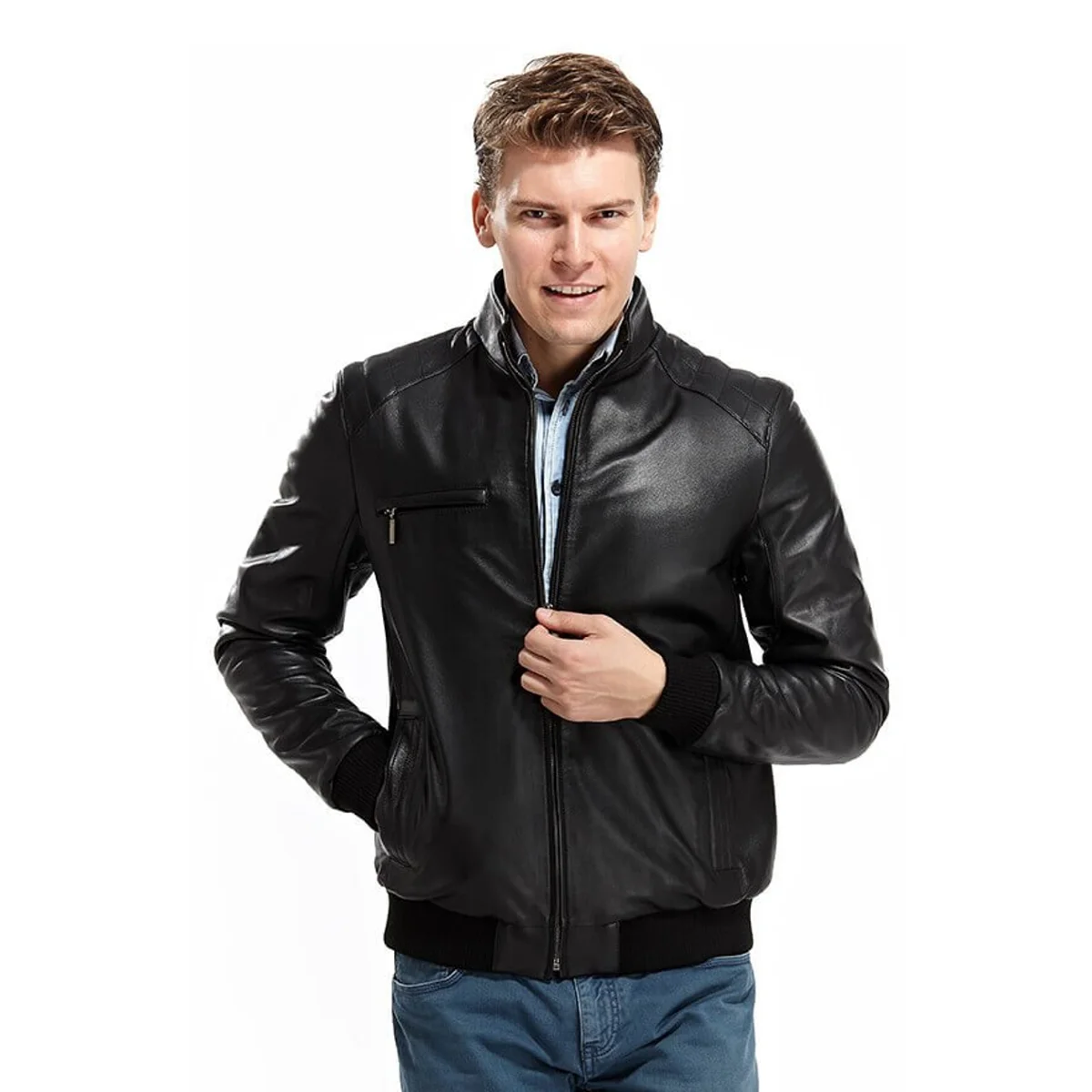 Stiletti Foman nero maschio pelle cappotti Orjinal pelle di agnello autunno inverno 2022 Biker Slim Large Size VintageTürkiye