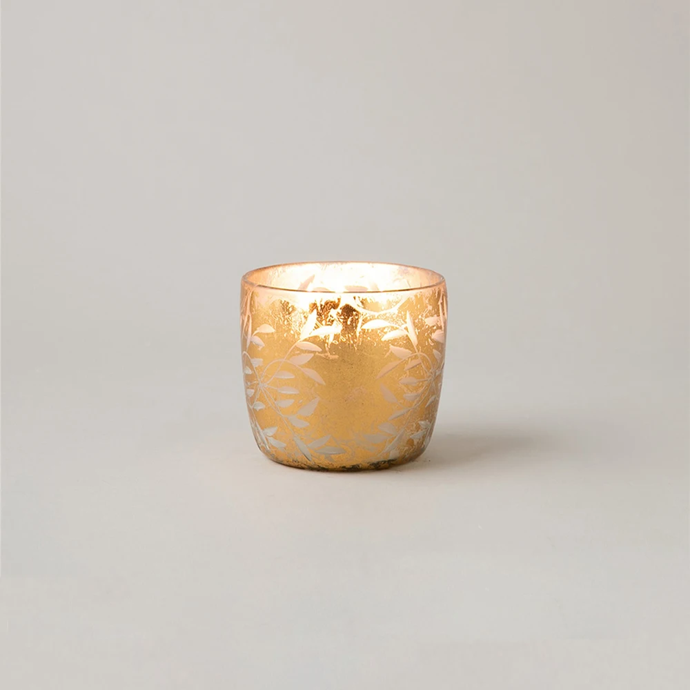 Scented Decorative Candle and Candle Holder, Desktop Scented Glass Base Candle Quality Scented Gold Foil Candle 12x10 cm