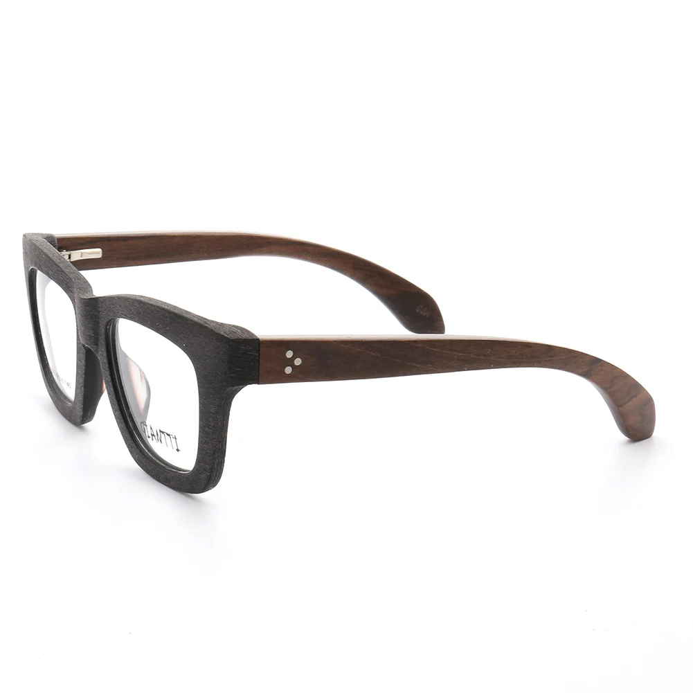 Women Vintage Wooden Glasses Frames Men Wood Eyeglass Frames Oversized Fashionable Square Retro Rx Eyeglasses Frames Optical