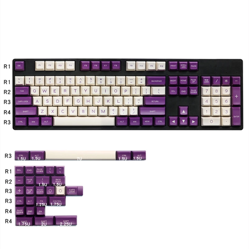 Maxkey SA keycap purple white, two color injection molding 134 key ABS material, suitable for most mechanical keyboards