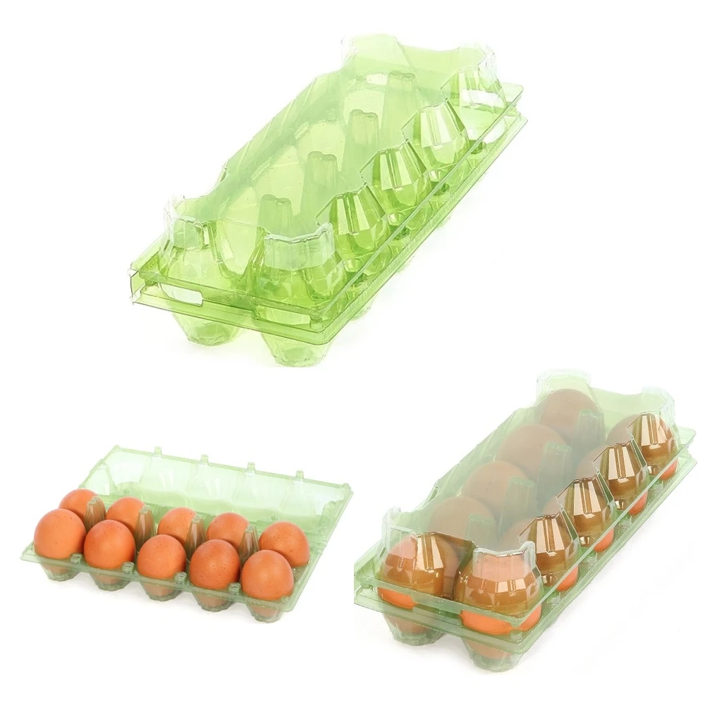 GREEN Disposable 10 Holes Eggs Container Plastic Clear Egg Packing Storage Box Organizer Carry Racks And Shelf