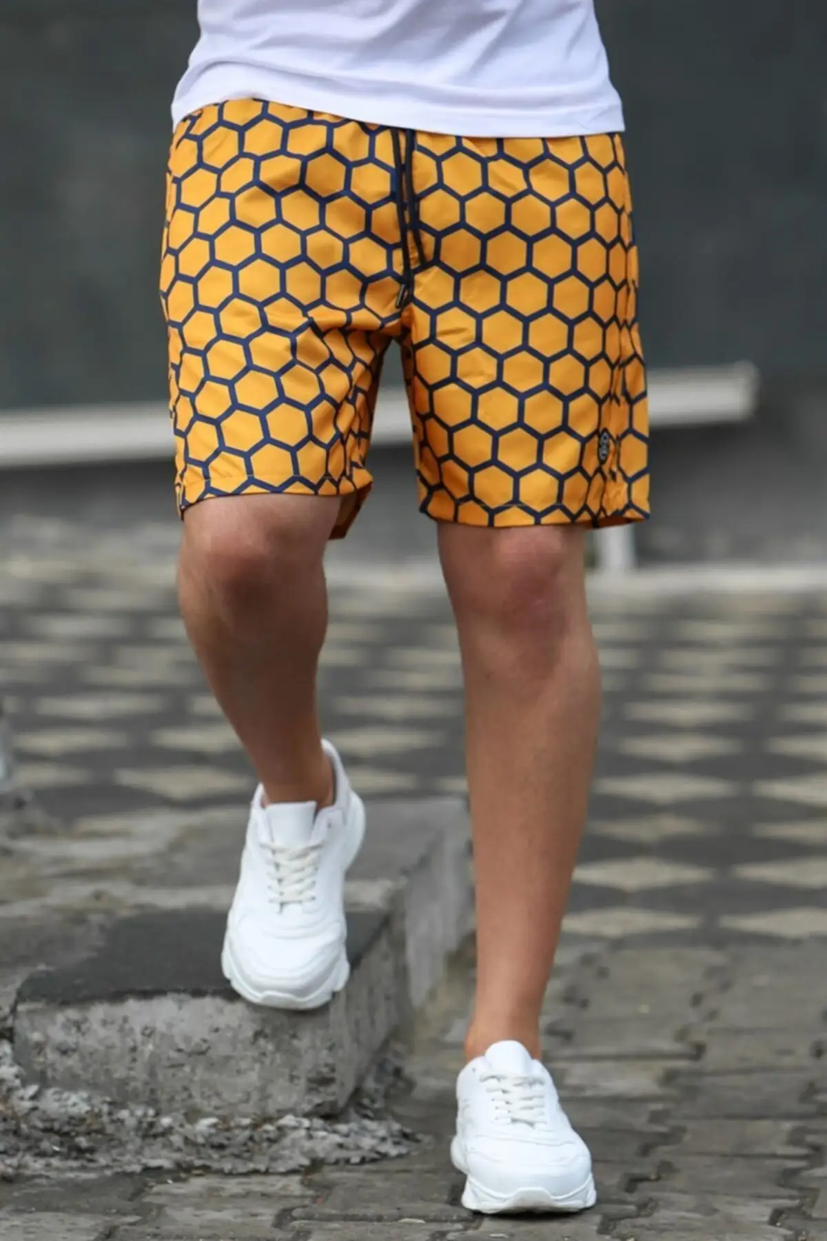 Honey comb Pattern Black Male Sea Shorts