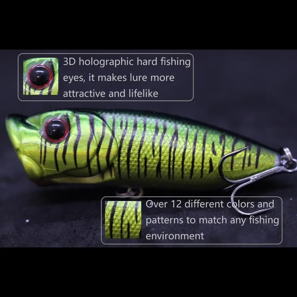 wLure Popper Lure Bass Fishing Lure 7cm 12.3g Middle Range Casting Loud Rattling Gill Slot with more Water Splash T605