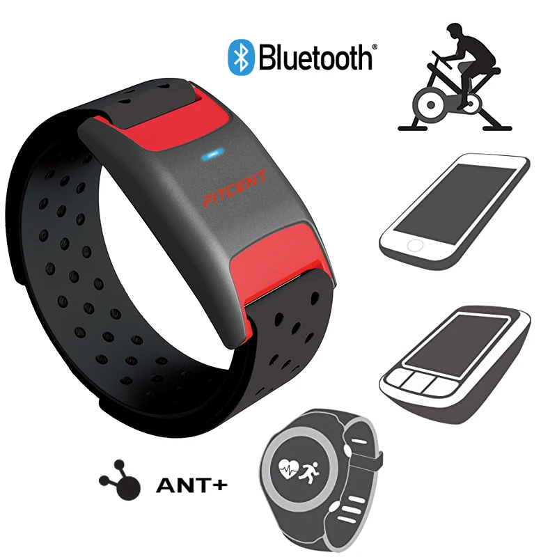 FITCENT Heart Rate Monitor Armband Optical Heart Rate Arm band Sensor with ANT+ Bluetooth for Peloton Polar Wahoo Zwift Garmin