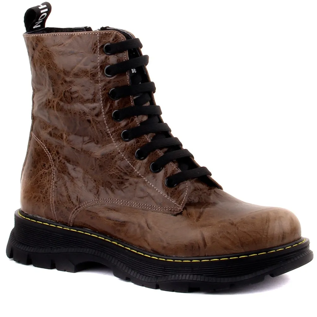 Sail-Lakers Mink Ritsleting Kulit Wanita Sepatu