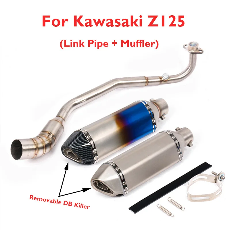 

Z125 Slip on Motorcycle Exhaust System 51mm Muffler Escape Baffle Silencer Tip Middle Pipe for Kawasaki Z125