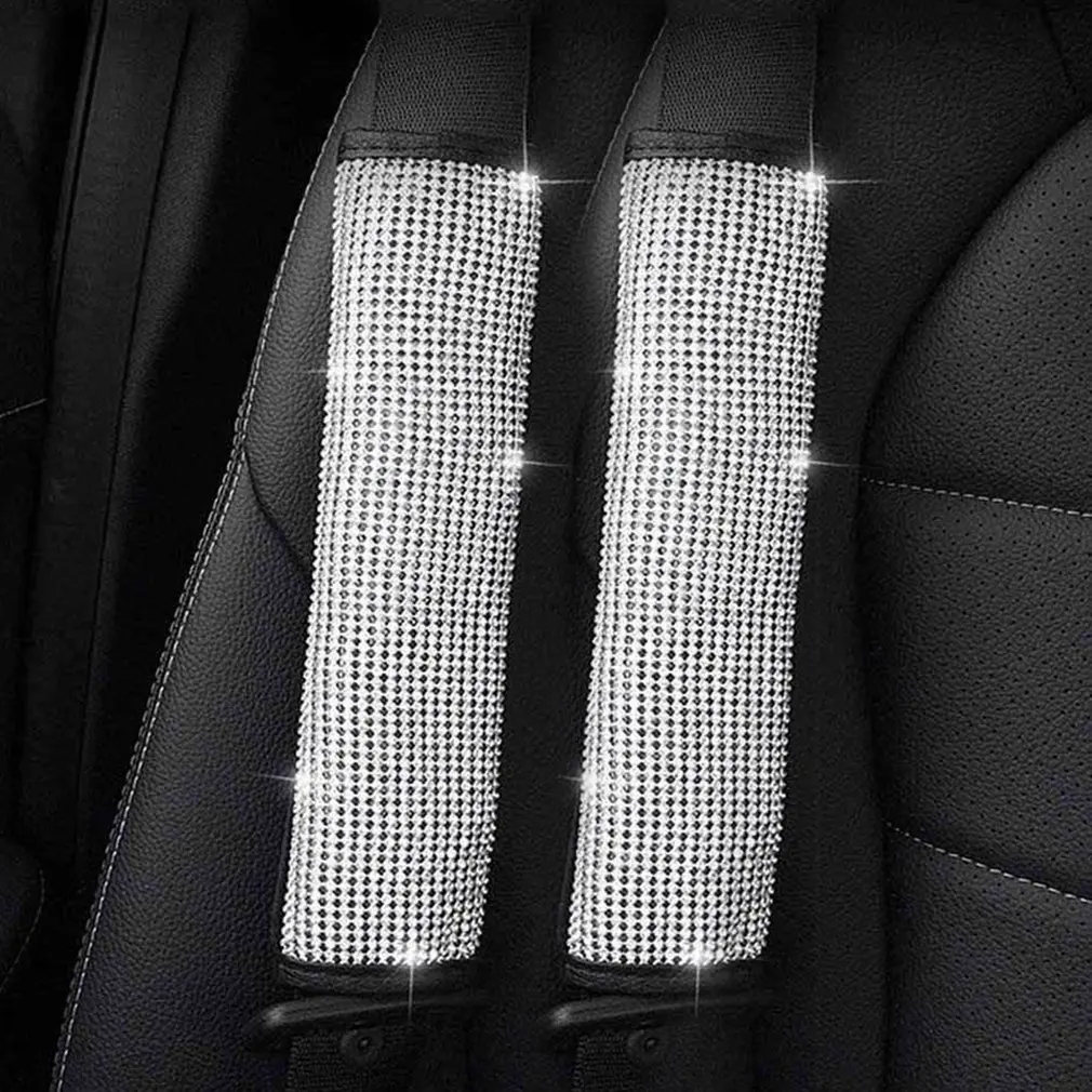 Automobile Full Diamond Seat Belt Shoulder Cover Exquisite Car Diamond-encrusted Interior Set Shoulder Protector