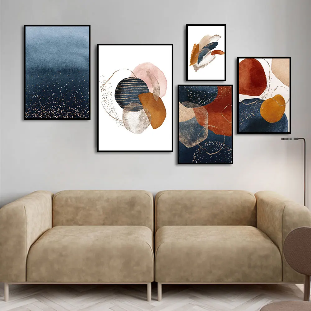 

Abstract Canvas Painting Geometric Line Morandi Orange Watercolor Wall Prints Nordic Posters Art Living Room Home Bedroom Decor