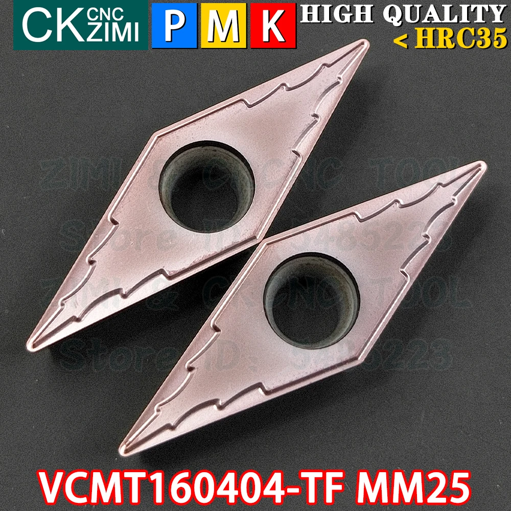 10PCS VCMT160404-TF MM25 VCMT 160404 TF MM25 Inserções de carboneto Ferramentas de pastilhas de torneamento externo TNMG CNC mecânico Torno de metal Ferramentas de corte para aço