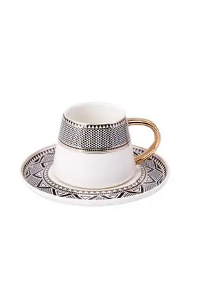 Karaca Turkish coffee mugs stylish decorated  6 pieces set &gift box