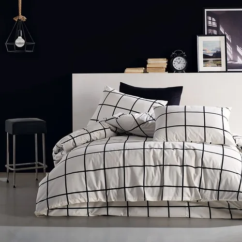 SIRMAK Tile Black 100% Cotton Ranforce Double Duvet Cover Set