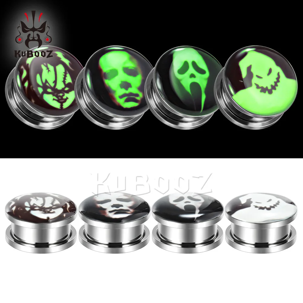 Wholesale Price Luminous Terror Picture Logo Ear Gauges Expanders Body Piercing Jewelry Earring Tunnels Plugs Fashion Gift 44PCS