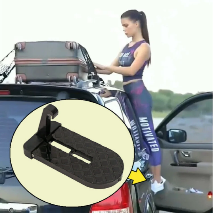 Universal Foldable Car Door Step Pedal Portable Space Saving Car Latch Hook Doorstep Aluminum Alloy Roof Rack Foot Pedal Ladder