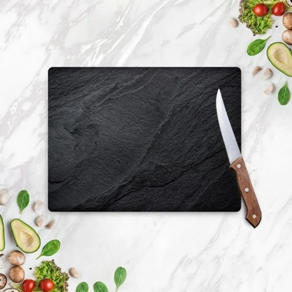 Decorative Glass Cutting Board Black Stone Look Patterned Glass Cutting Table Cutting Board 20x30 / 30x40cm Dimensions