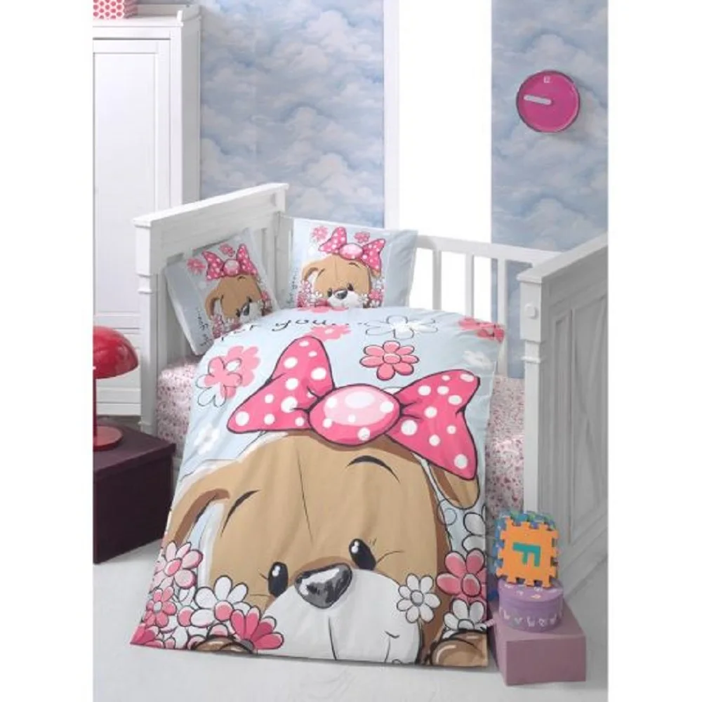 100% cotone Made in turchia Piuttosto Camera Da Letto Del Bambino Duvet Cover Set Culla Per Il Ragazzo Della Ragazza Scuola Materna Del Fumetto