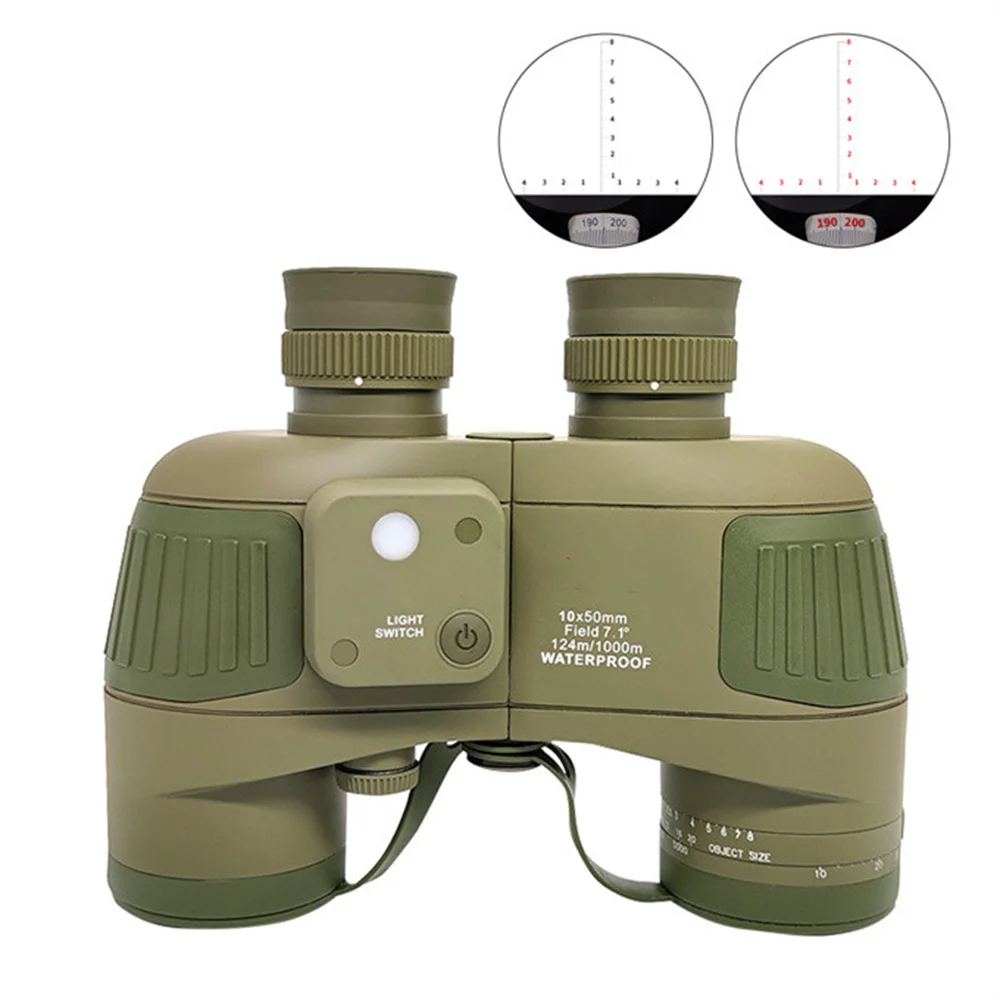 TOTUBE 7x50 Professional Powerful Binoculars Floating Waterproof Compass Rangefinder Bak4 Telescope for Adults Military Use