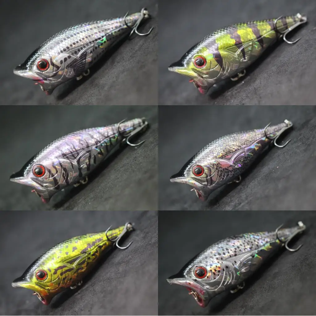wLure Topwater Popper Fishing Lure 6cm 10.5g Zigzag Walking Large Open Mouth Make More Water Splash Fresh Water T626