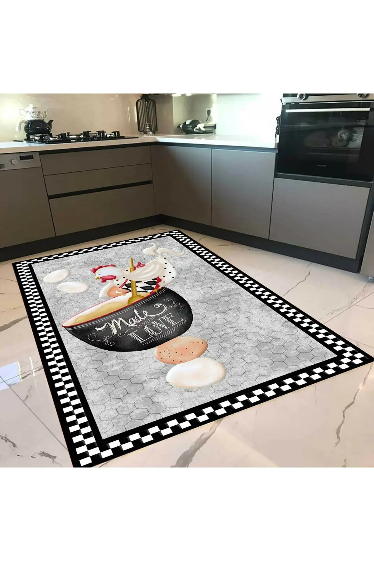 Decorative Kitchen Rug Washable Artificial Leather Cold-Proof Sole Foal Feather Easy Clean Stain-resistant Fabric