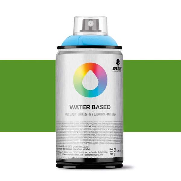 Spray paint brand MTN Water Based Color glitter Yellow Green Deep 300 ml Montana low pressure Little Ideal smell interior