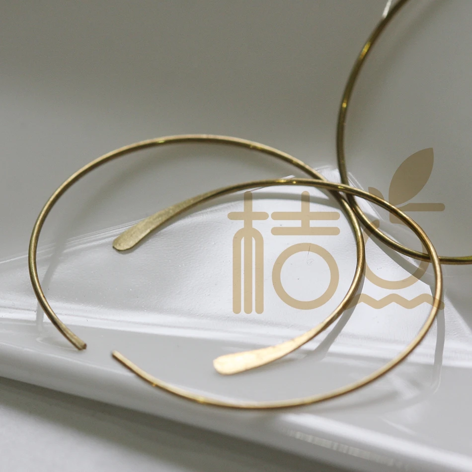 DIY Supply-20 Pieces Solid Raw Brass Round Hammered Earring Finding - Earring Hook - Earring Hoop 28x0.7mm (4299C-V-301)
