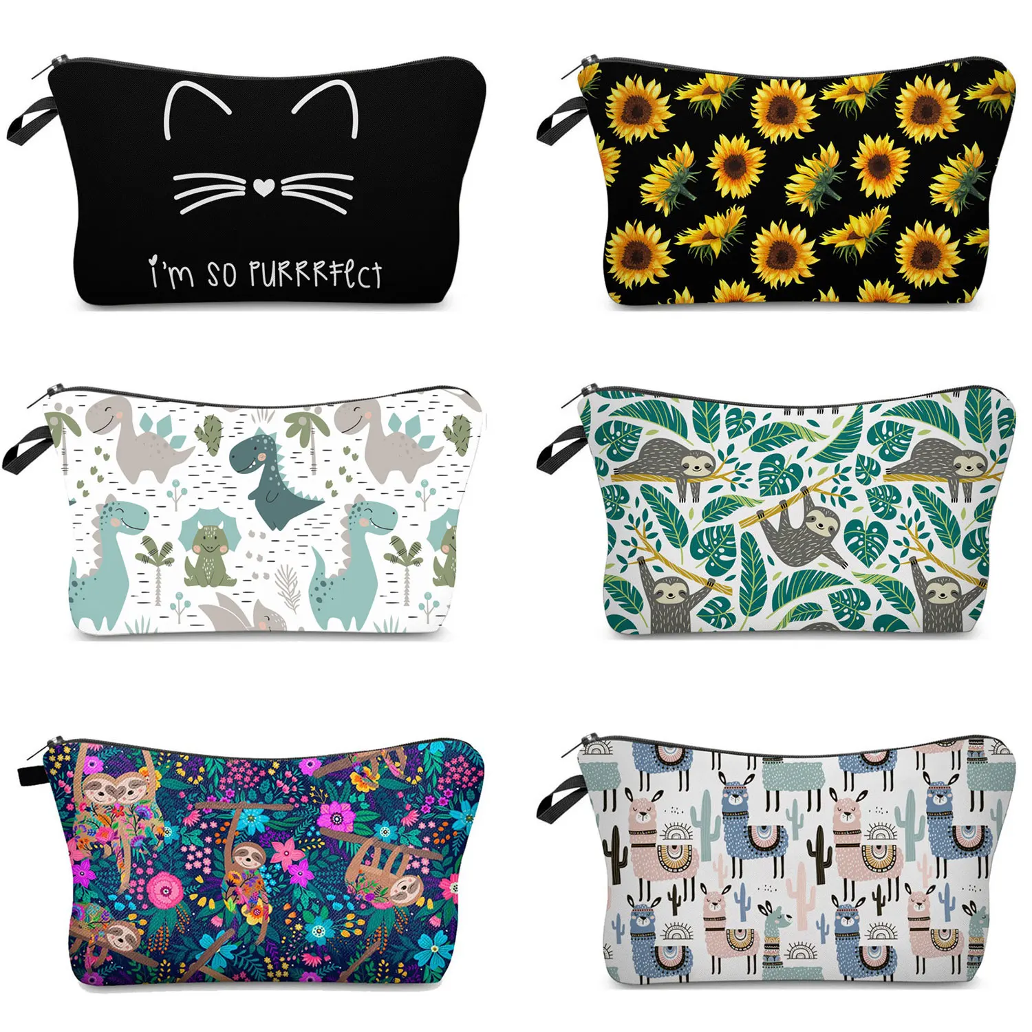 Printed Makeup Bag Cute Animal Pattern Cosmetic Bag Set for Women Gift Organizer Bag Fashion Wash Pouch